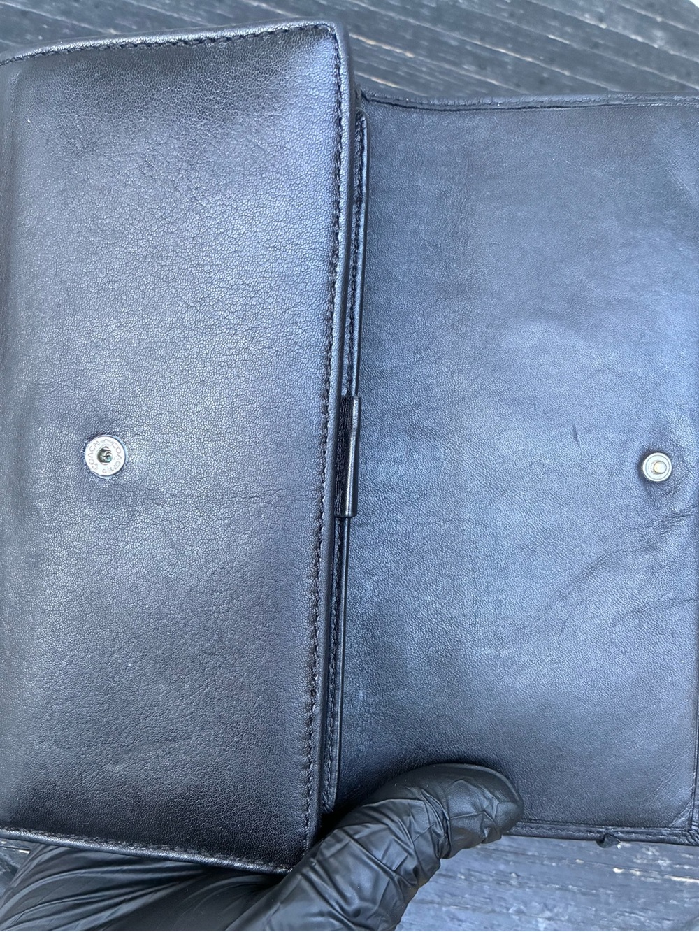 Coach Deep Black Leather Fold-Over Clutch | Vintage - Picture 16 of 17